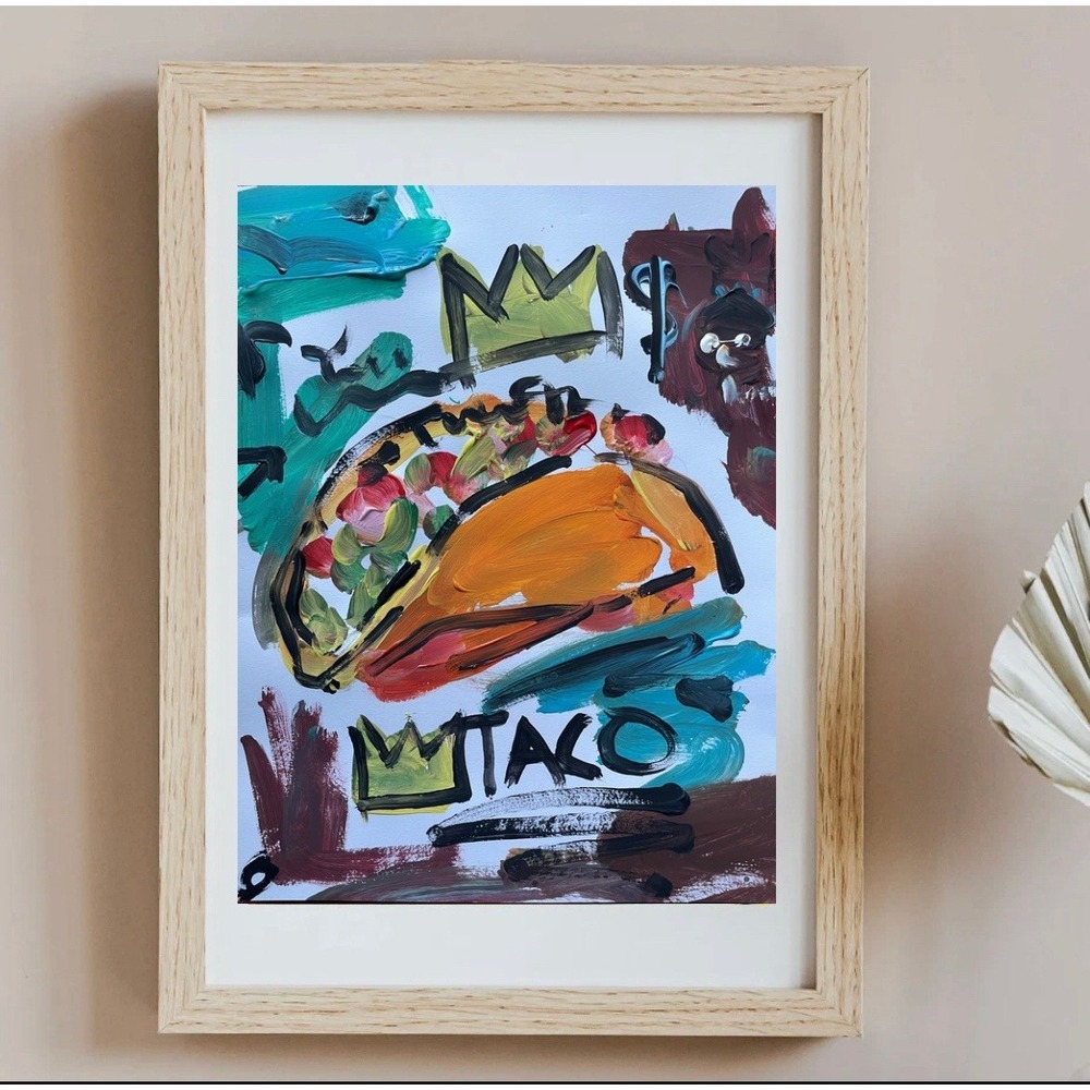 Original Taco Painting 11x14 Abstract Food Neo Expressionist Pop Kitchen Art